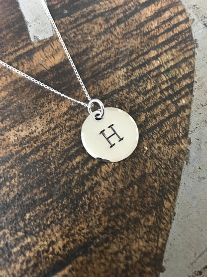 Initial Necklace Engraved Letter Necklace Silver Letter Necklace Custom Letter Charm Jewelry Layering Necklace Silver Initial Jewelry