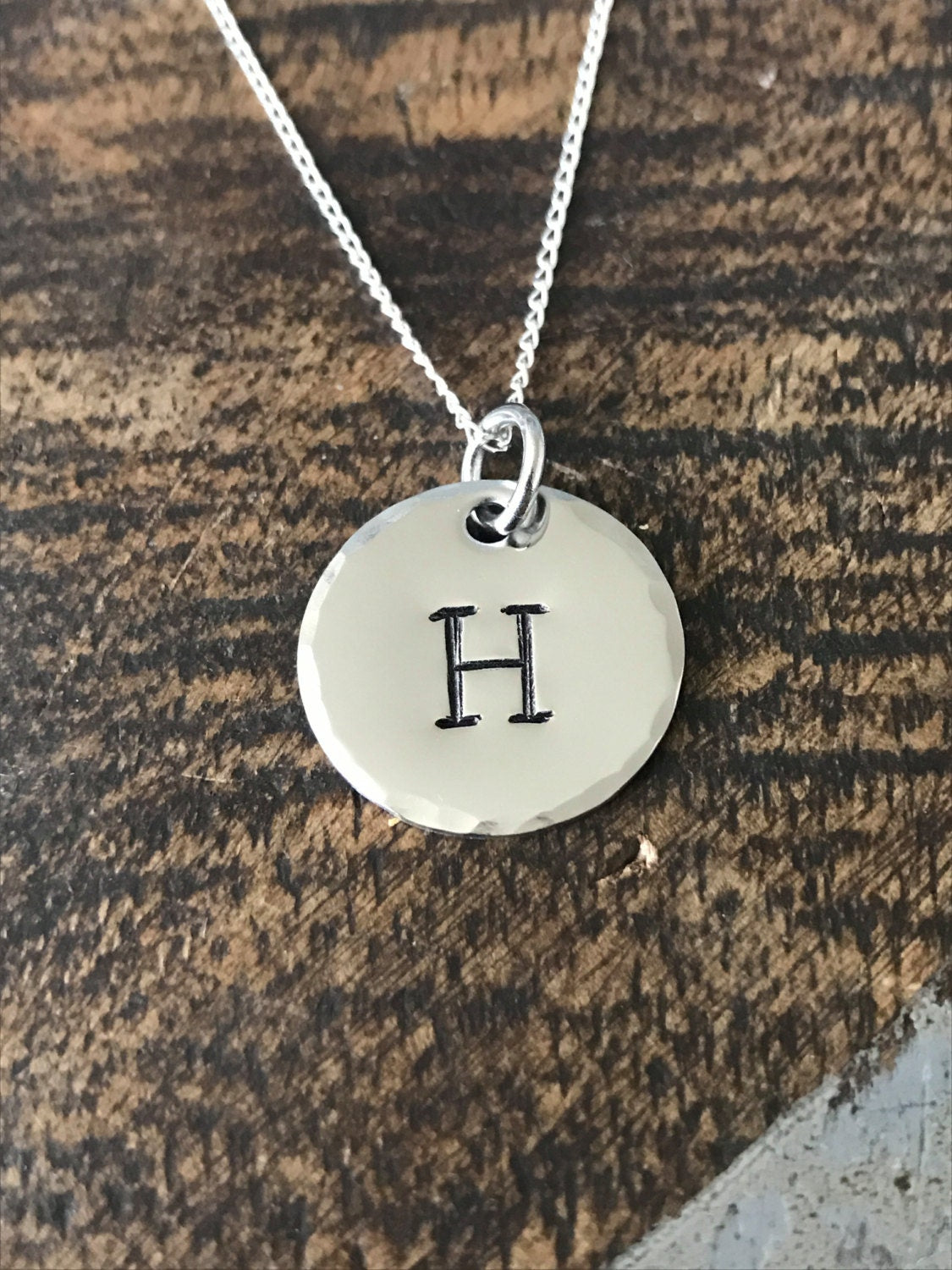 Initial Necklace Engraved Letter Necklace Silver Letter Necklace Custom Letter Charm Jewelry Layering Necklace Silver Initial Jewelry