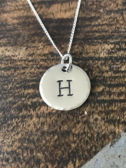 Initial Necklace Engraved Letter Necklace Silver Letter Necklace Custom Letter Charm Jewelry Layering Necklace Silver Initial Jewelry