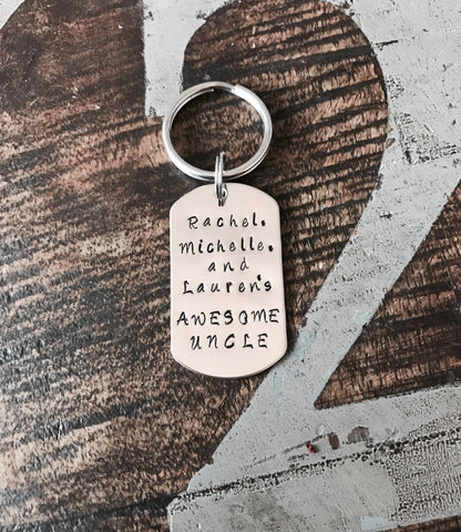 Uncle Keychain Awesome Uncle Mens Keychain Keychain for Uncle Handstamped Keychain Personalized Keychain Gift for Uncle