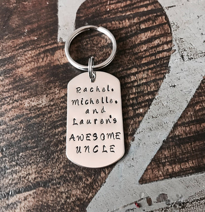 Uncle Keychain Awesome Uncle Mens Keychain Keychain for Uncle Handstamped Keychain Personalized Keychain Gift for Uncle