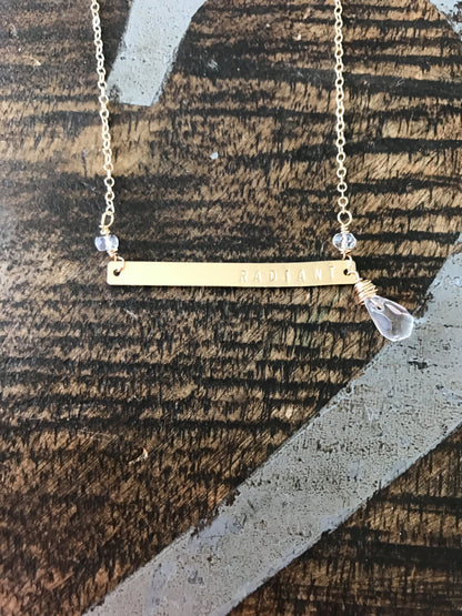 Radiant Necklace Handstamped Necklace Gold Bar Necklace Custom Necklace Personalized Necklace Magnolia Market Jewelry Gift for Mom