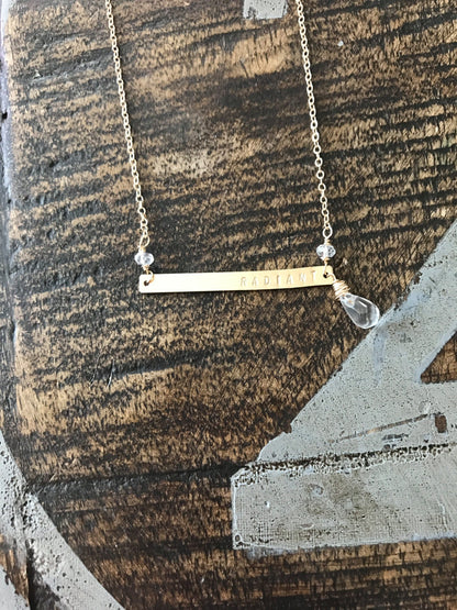 Radiant Necklace Handstamped Necklace Gold Bar Necklace Custom Necklace Personalized Necklace Magnolia Market Jewelry Gift for Mom