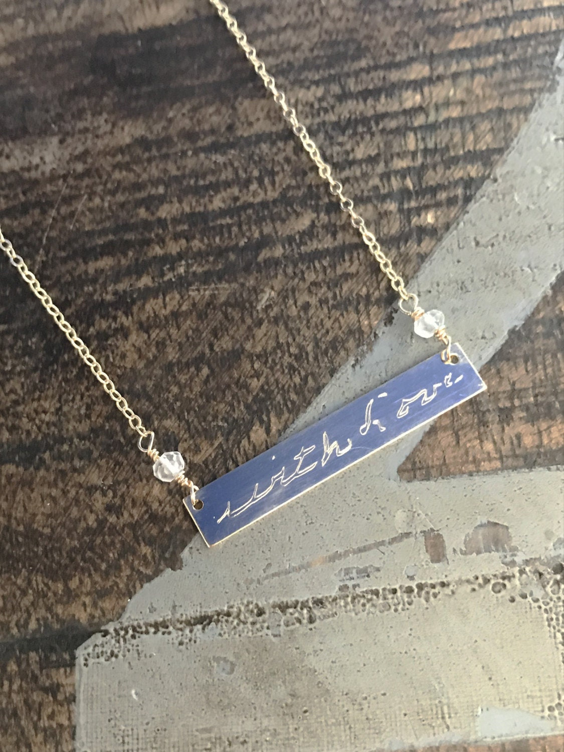 Handwriting Necklace Actual Handwriting Jewelry Custom Necklace Gold Bar Necklace Gift for Mom Handwriting Jewelry Engraved Jewelry