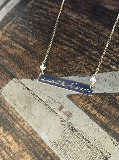 Handwriting Necklace Actual Handwriting Jewelry Custom Necklace Gold Bar Necklace Gift for Mom Handwriting Jewelry Engraved Jewelry