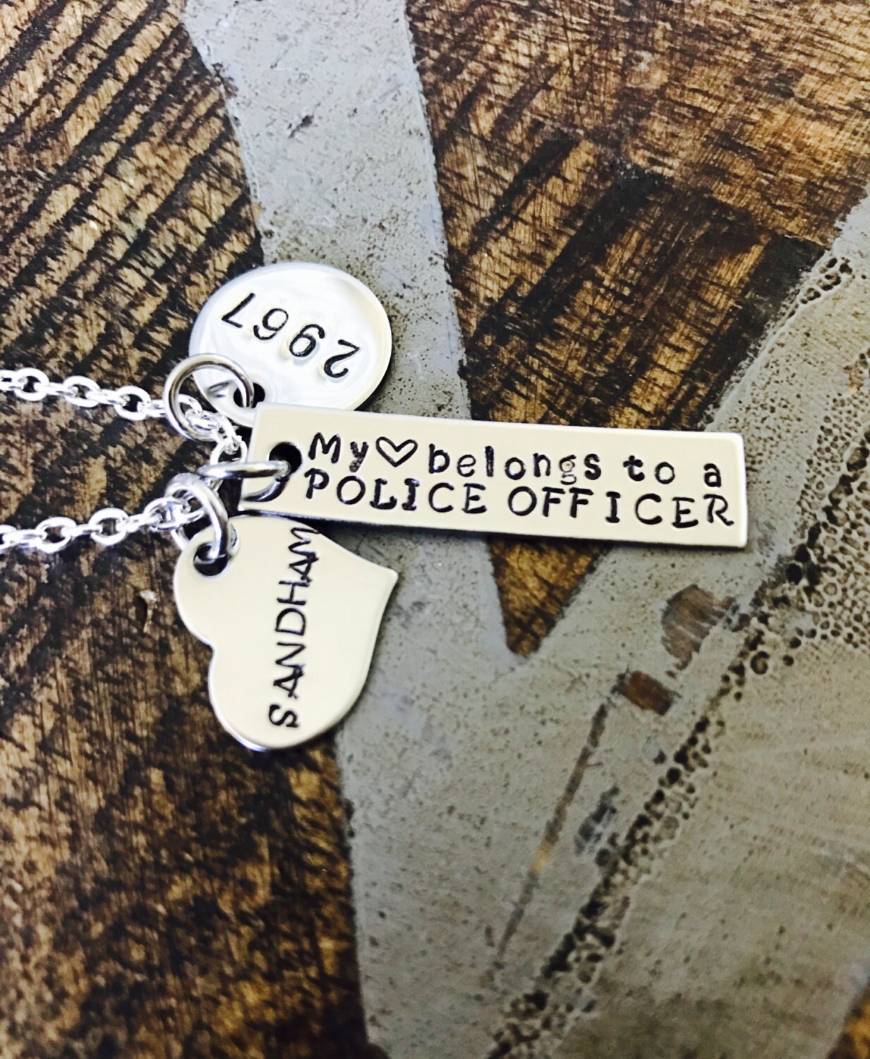 My Heart Belongs to a Police Officer Wife Necklace Police Officer Wife Necklace Handstamped Jewelry Custom Necklace Heart necklace