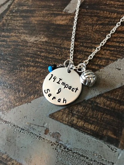 Volleyball Team Necklace Personalized Necklace Hand Stamped Volleyball Charm Team Gift Volleyball Gift Coach Gift Volleyball Team Necklaces