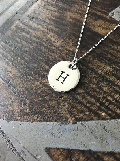 Initial Necklace Engraved Letter Necklace Silver Letter Necklace Custom Letter Charm Jewelry Layering Necklace Silver Initial Jewelry