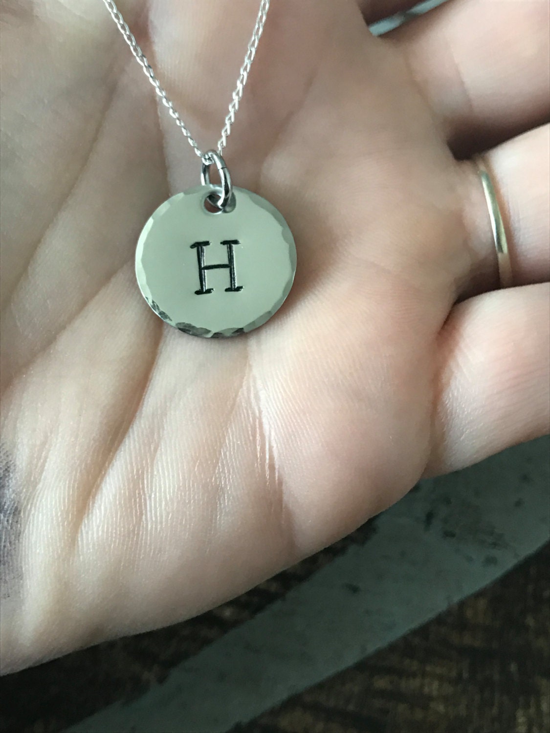 Initial Necklace Engraved Letter Necklace Silver Letter Necklace Custom Letter Charm Jewelry Layering Necklace Silver Initial Jewelry