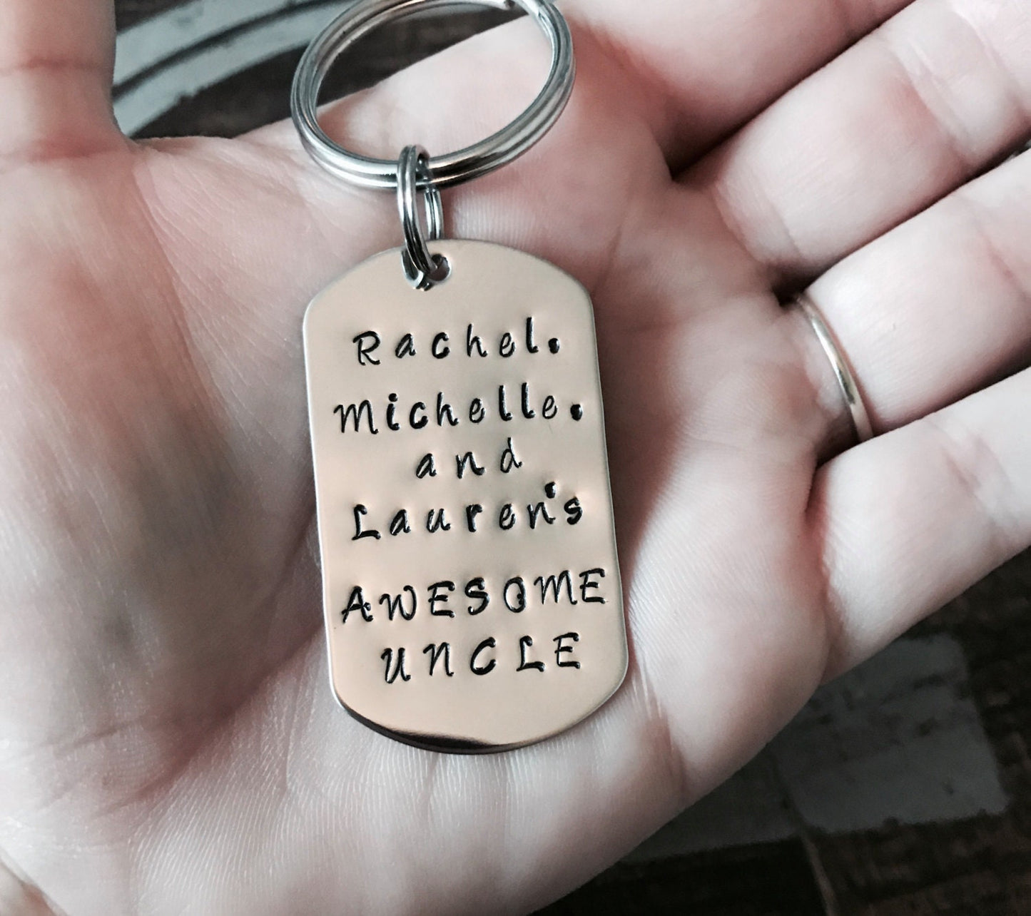 Uncle Keychain Awesome Uncle Mens Keychain Keychain for Uncle Handstamped Keychain Personalized Keychain Gift for Uncle