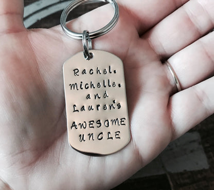 Uncle Keychain Awesome Uncle Mens Keychain Keychain for Uncle Handstamped Keychain Personalized Keychain Gift for Uncle