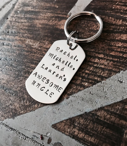 Uncle Keychain Awesome Uncle Mens Keychain Keychain for Uncle Handstamped Keychain Personalized Keychain Gift for Uncle
