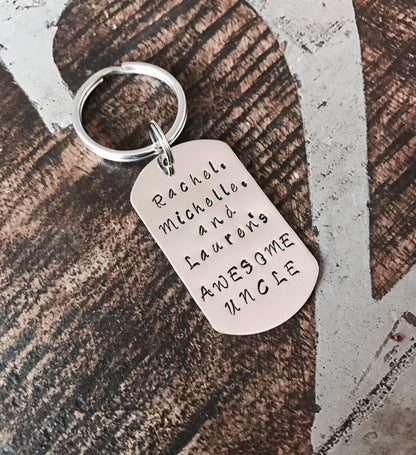 Uncle Keychain Awesome Uncle Mens Keychain Keychain for Uncle Handstamped Keychain Personalized Keychain Gift for Uncle