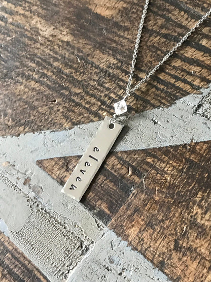 Custom Bar Necklace Name Necklace Gift for Friend Handstamped Necklace Custom Jewelry Mothers Day Gift Birthstone Jewelry Birthstone Gift