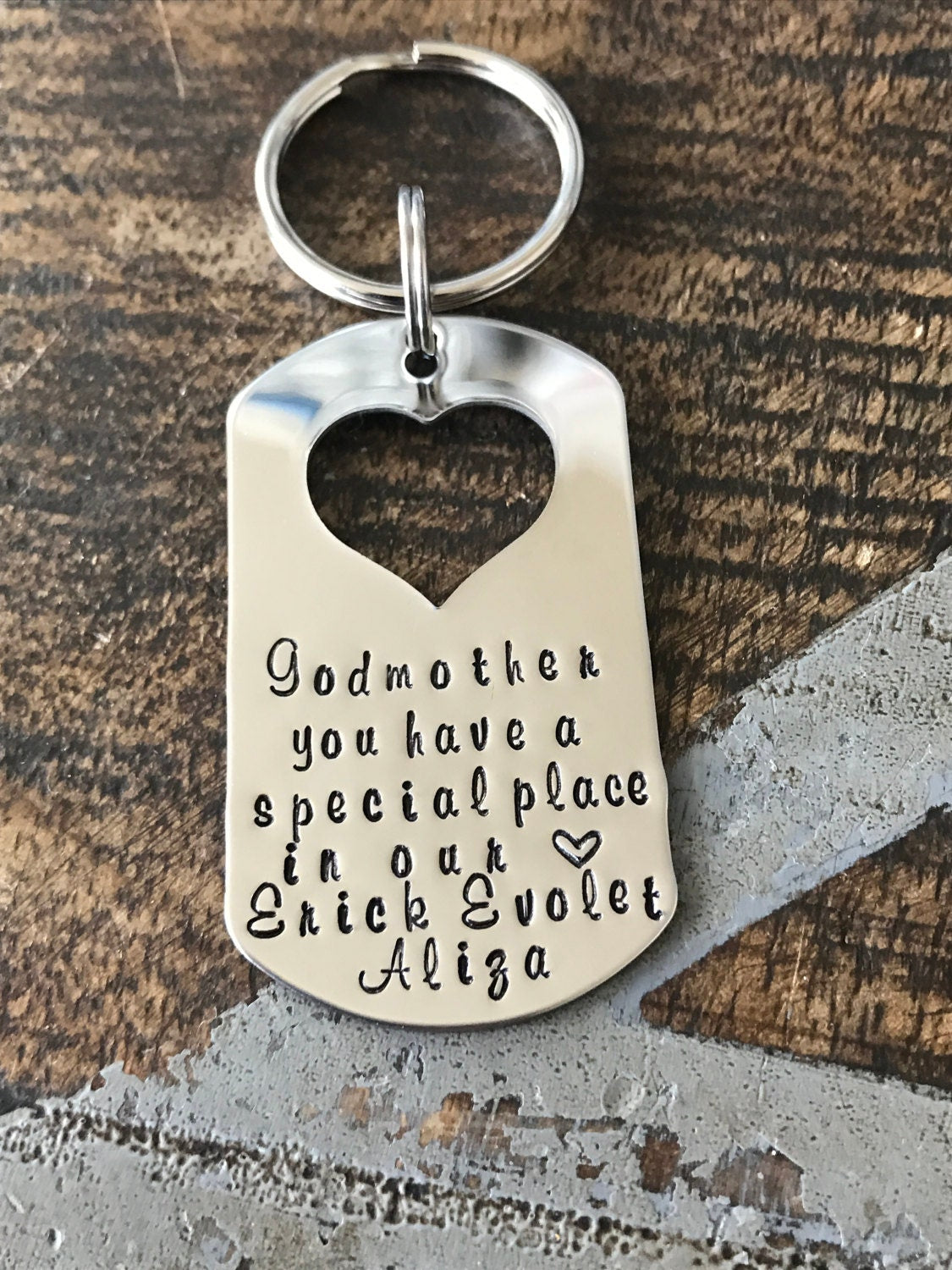 Godmother Keychain Baptism Gift Christening Keychain Handstamped Keychain Custom Keychain Godmothers have a special place Gift for Godmother