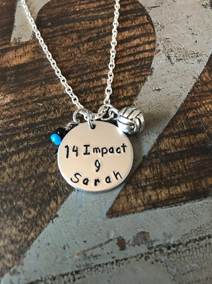 Volleyball Team Necklace Personalized Necklace Hand Stamped Volleyball Charm Team Gift Volleyball Gift Coach Gift Volleyball Team Necklaces