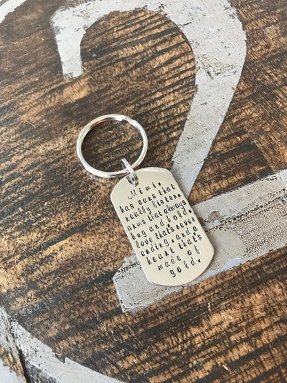 Mimi Keychain Grandma Keychain Handstamped Keychain Gift for Mom Gift for Grandma Custom Keychain Handstamped Gift Mothers Day Gift