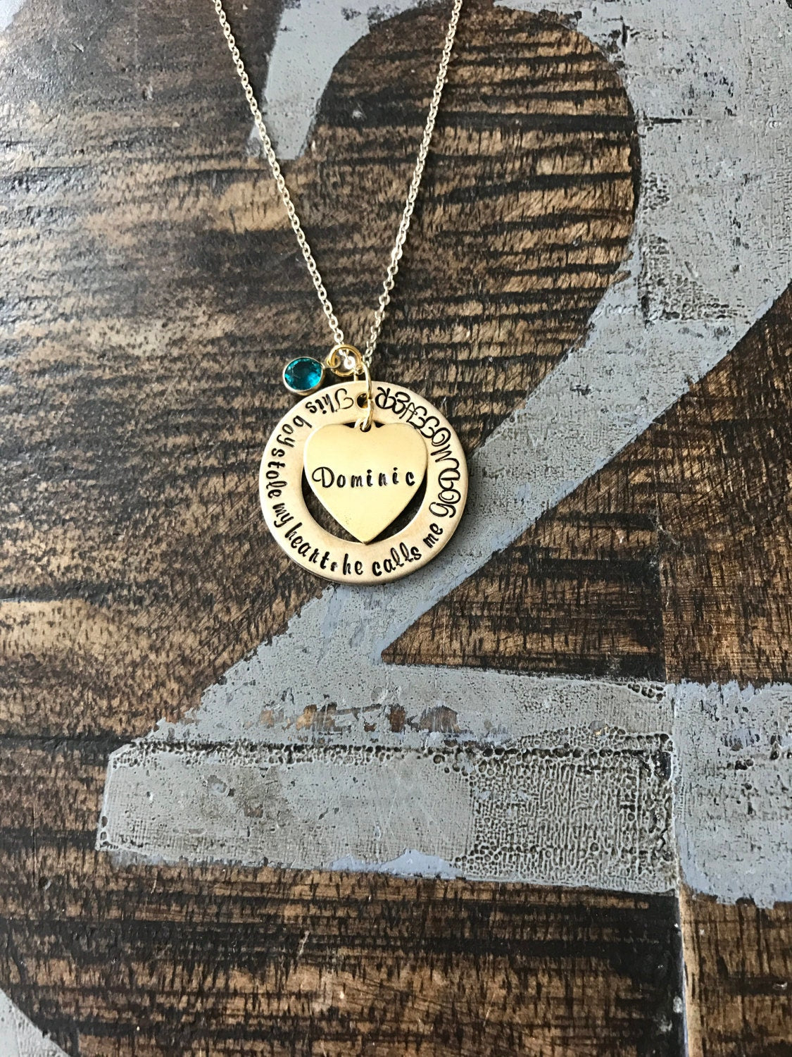 Gold Godmother Necklace Theres this boy who stole my heart Handstamped Necklace Godmother Jewelry Custom Jewelry Gift for Godmother