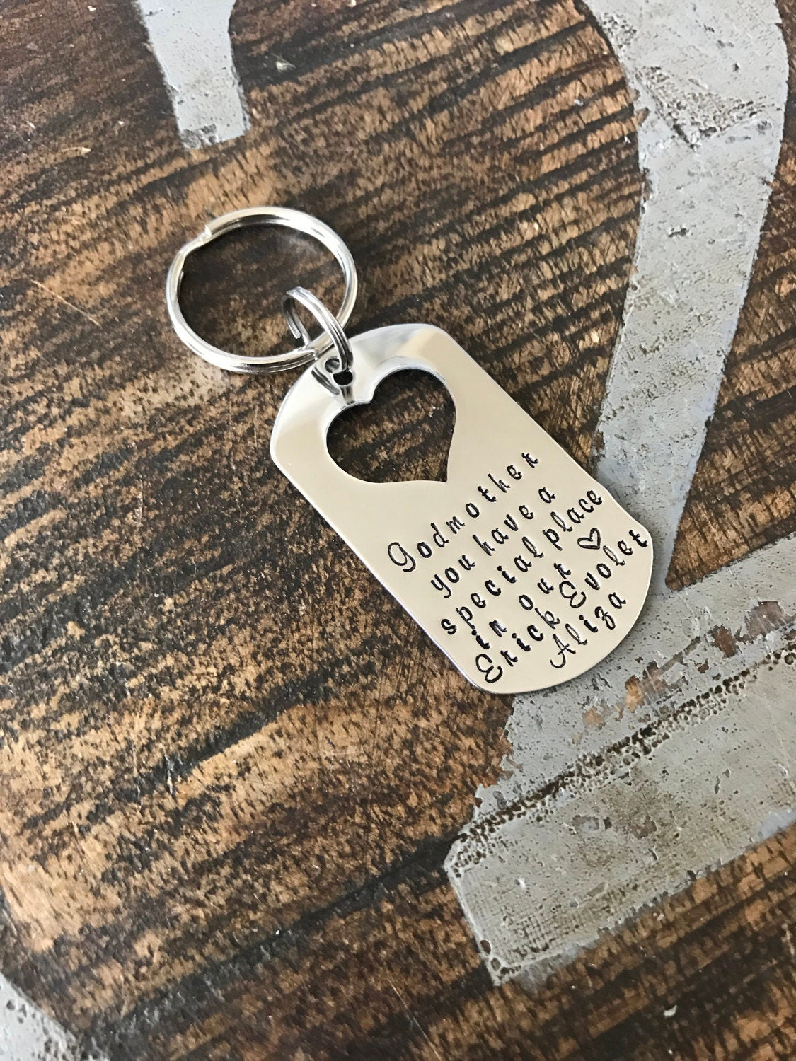 Godmother Keychain Baptism Gift Christening Keychain Handstamped Keychain Custom Keychain Godmothers have a special place Gift for Godmother