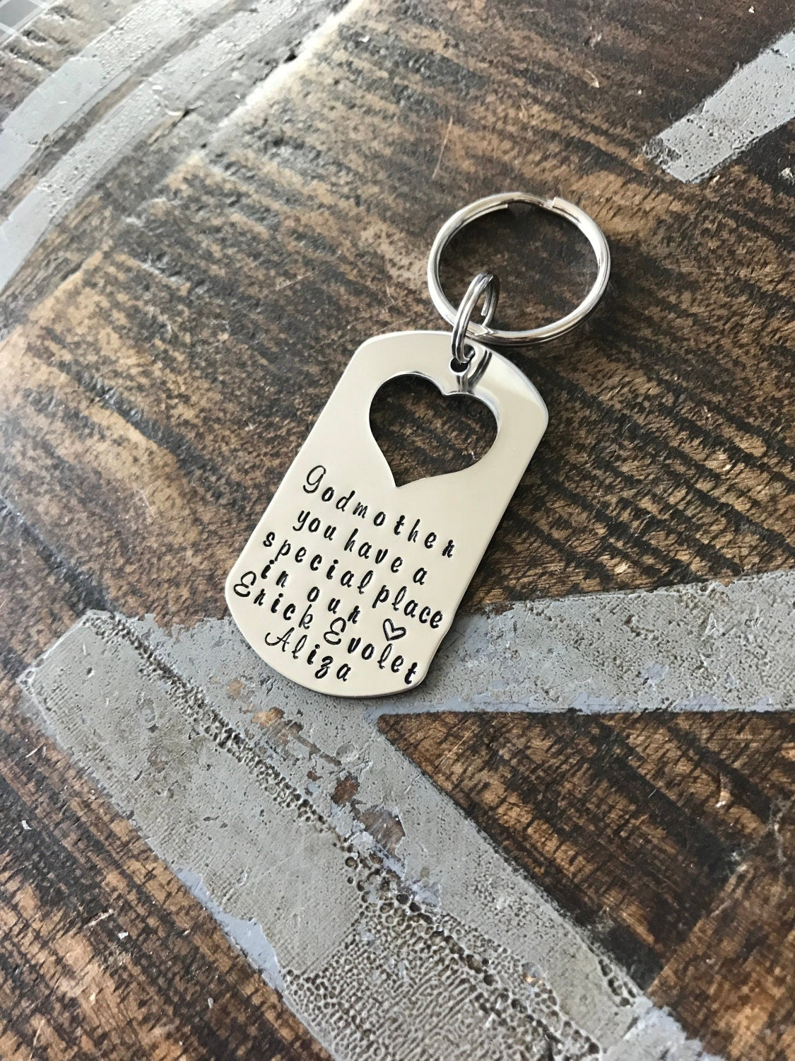 Godmother Keychain Baptism Gift Christening Keychain Handstamped Keychain Custom Keychain Godmothers have a special place Gift for Godmother