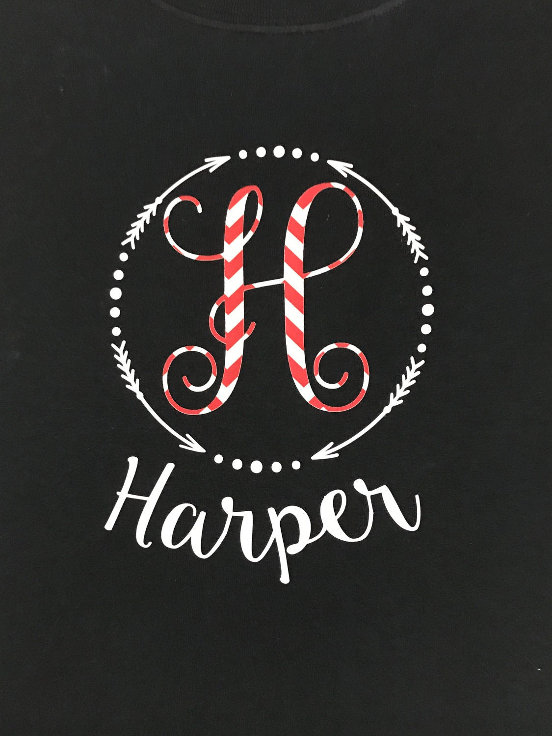 Girls Monogrammed Shirt: Vine Initial, Personalized Kids T-shirt