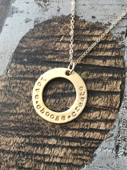 Gold Washer Necklace Personalized Washer Necklace Custom Washer Necklace Personalized Ring Pendant Engraved Name Charm Blue Eyes Jewels