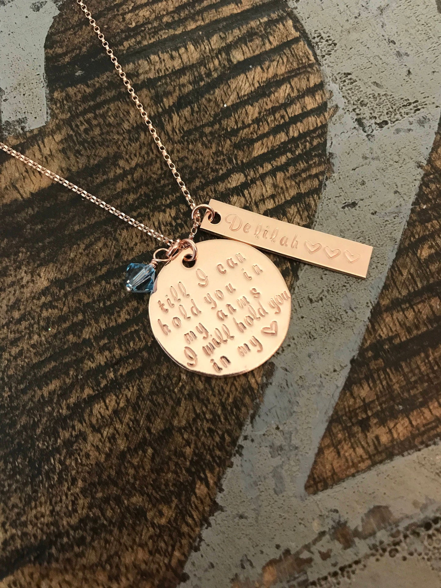 Till I can hold you in my arms I will hold you in my heart Memorial necklace Miscarriage Jewelry Stillborn Necklace Infant-Child loss Gift