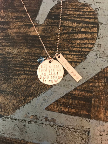 Till I can hold you in my arms I will hold you in my heart Memorial necklace Miscarriage Jewelry Stillborn Necklace Infant-Child loss Gift