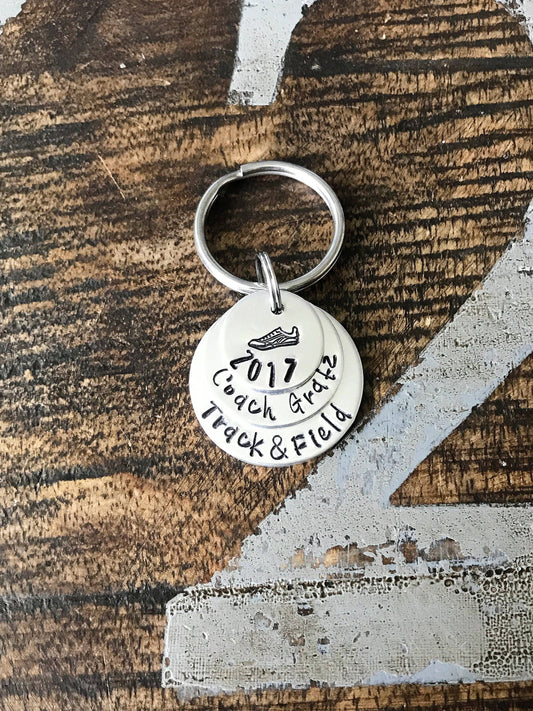 TRACK COACH KEYCHAIN track coach gift track coach running jewelry running necklace running keychain fitness keychain fitness Coach Gift