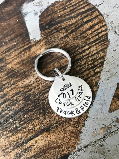 TRACK COACH KEYCHAIN track coach gift track coach running jewelry running necklace running keychain fitness keychain fitness Coach Gift