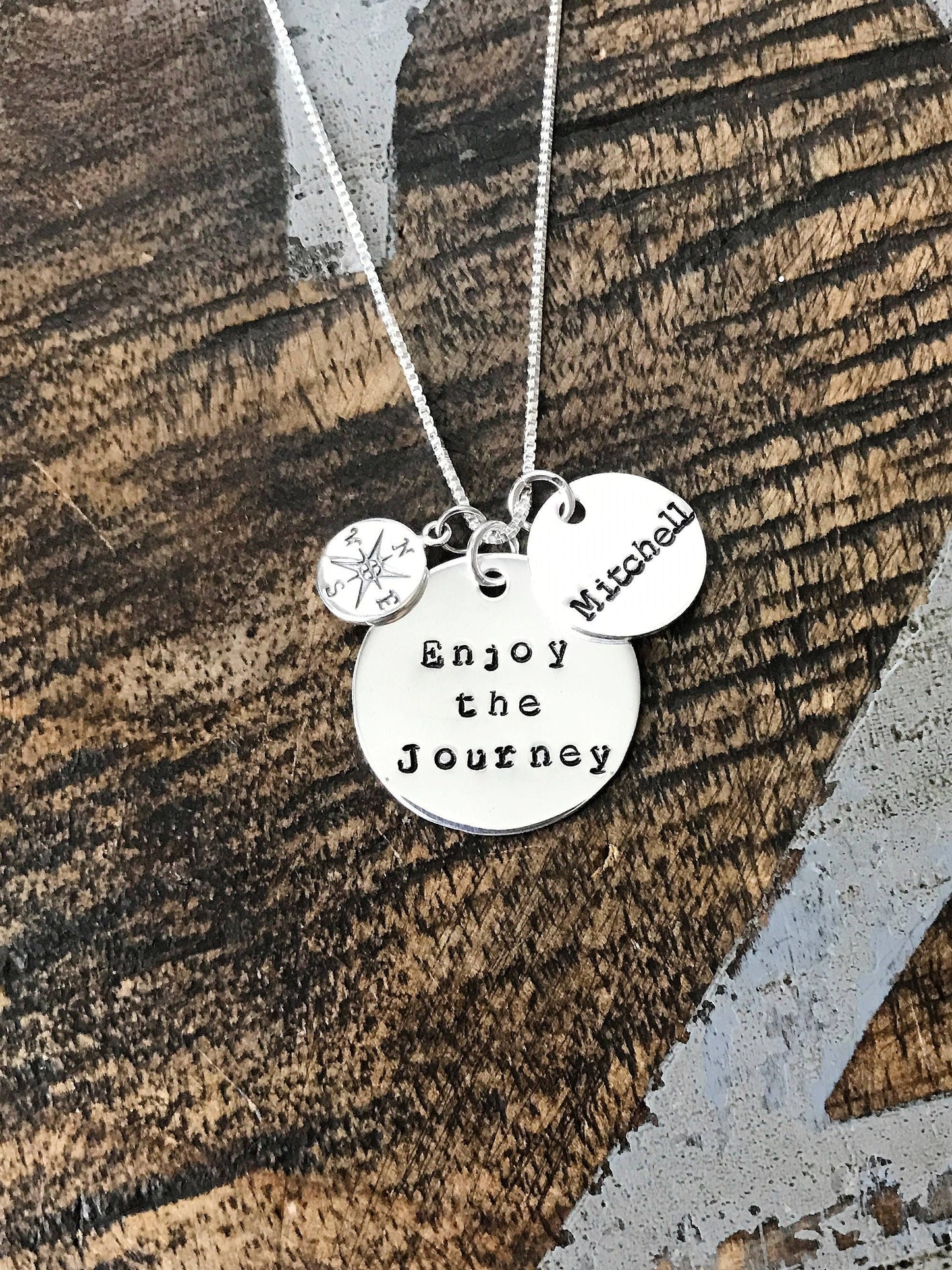 Compass necklace grad gift graduation gift travel necklace wanderlust enjoy the journey promotion new job grad school inspirational gift