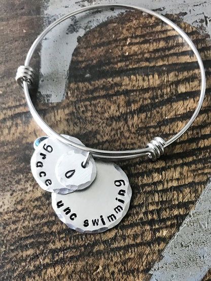 Water Bracelet Swimming Bracelet Swimming Expandable Bangle Swimmers Jewelry UNC Swimming Bracelet Swimming lover bracelet Sports Gift