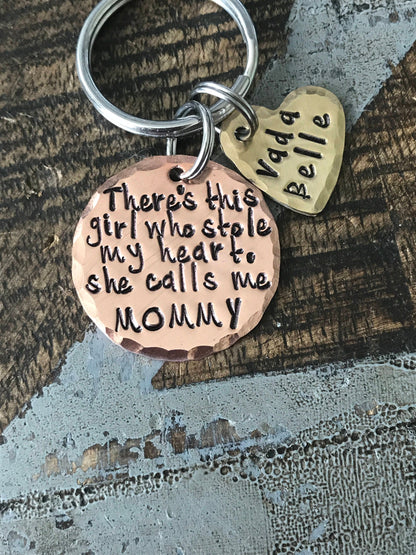 FREE SHIP USA Mom keychain, mothers day, mom gift Theres this girl who stole my heart she calls me Mom gift for mom dad gift, fathers day