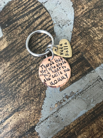 FREE SHIP USA Mom keychain, mothers day, mom gift Theres this girl who stole my heart she calls me Mom gift for mom dad gift, fathers day
