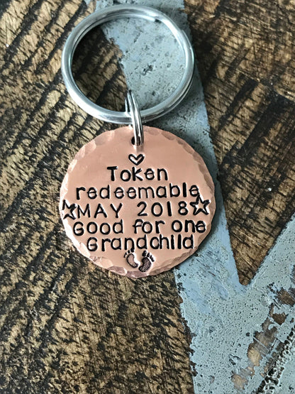 FREE SHIP USA Grandpa Keychain New Grandma Gift Grandma Keychain Grandpa Keychain Grandchild Token New Mom Gift Baby Announcement Keychain
