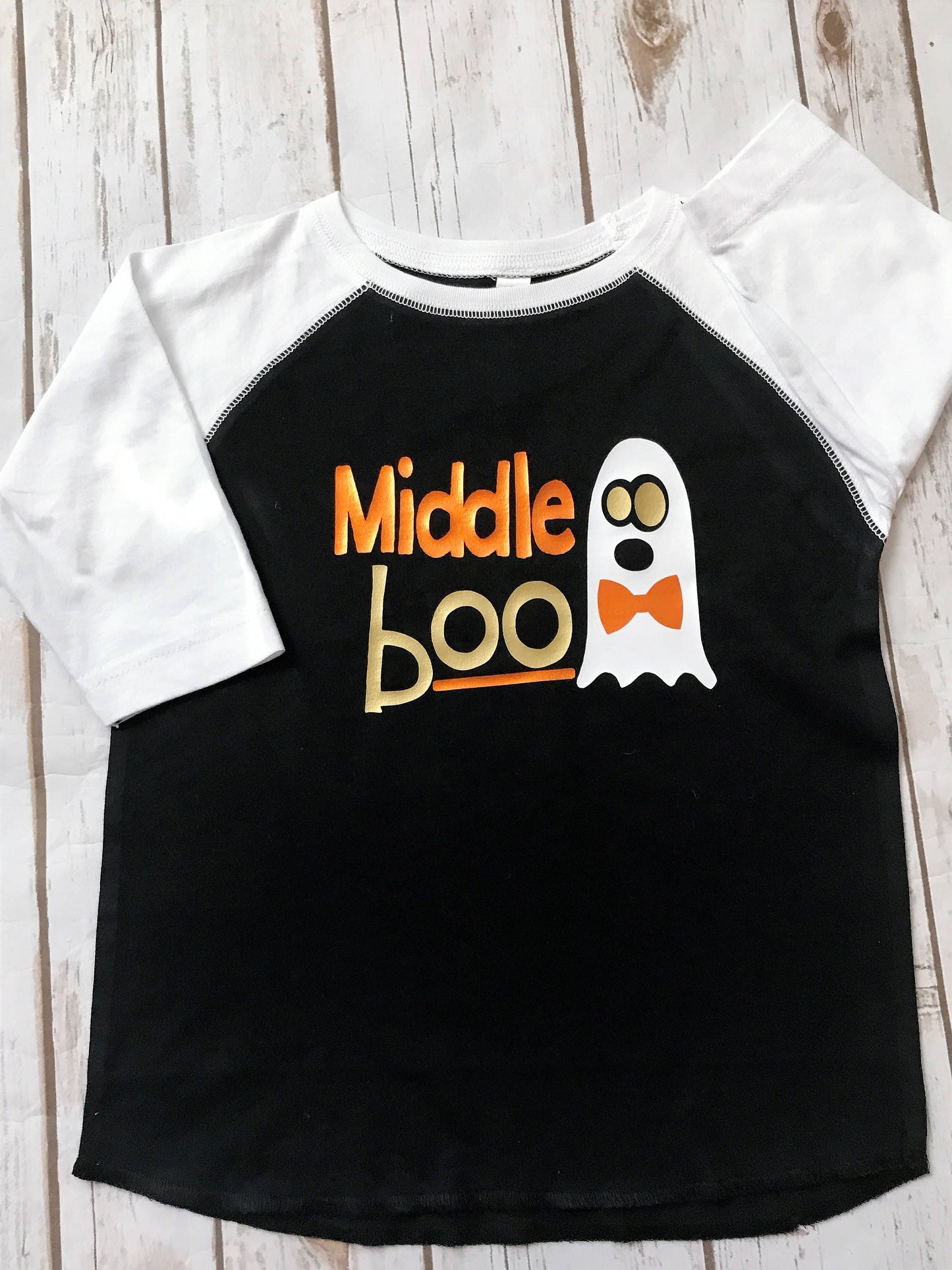 Big/Little Boo Halloween Raglan Shirt: Sibling Ghost Outfit