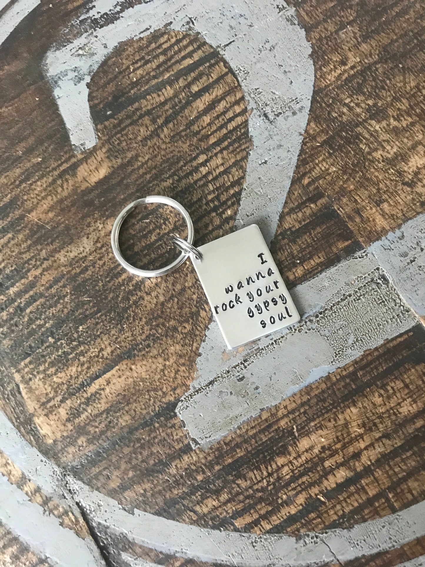 Stainless Steel Quote Keychain Special Message Keychain Handstamped Keychain Personalized Keychain Custom Keychain Rectangle Keychain Gift