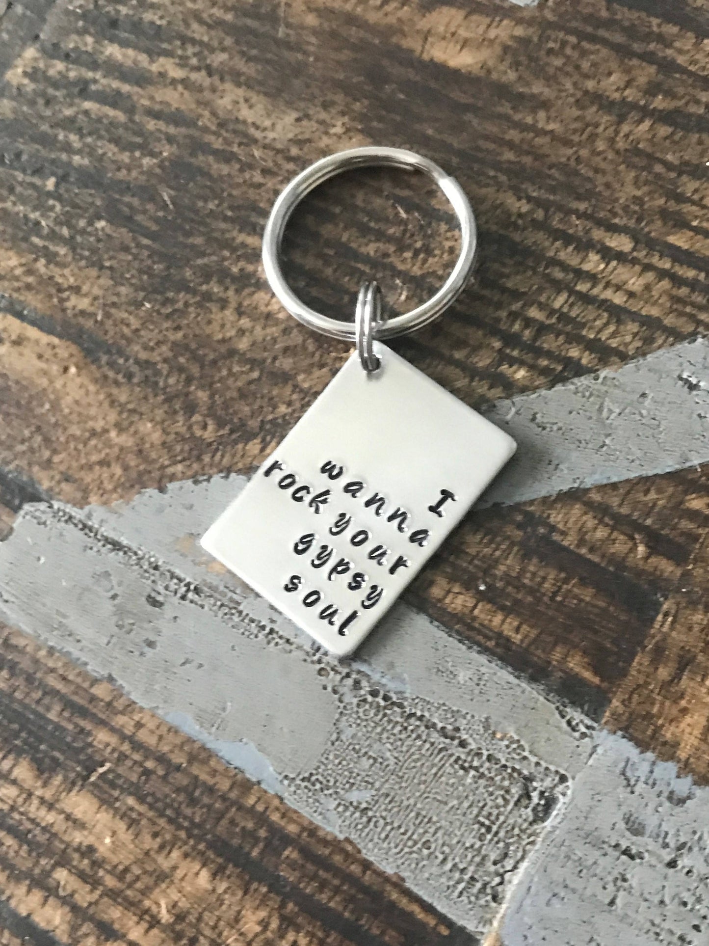 Stainless Steel Quote Keychain Special Message Keychain Handstamped Keychain Personalized Keychain Custom Keychain Rectangle Keychain Gift