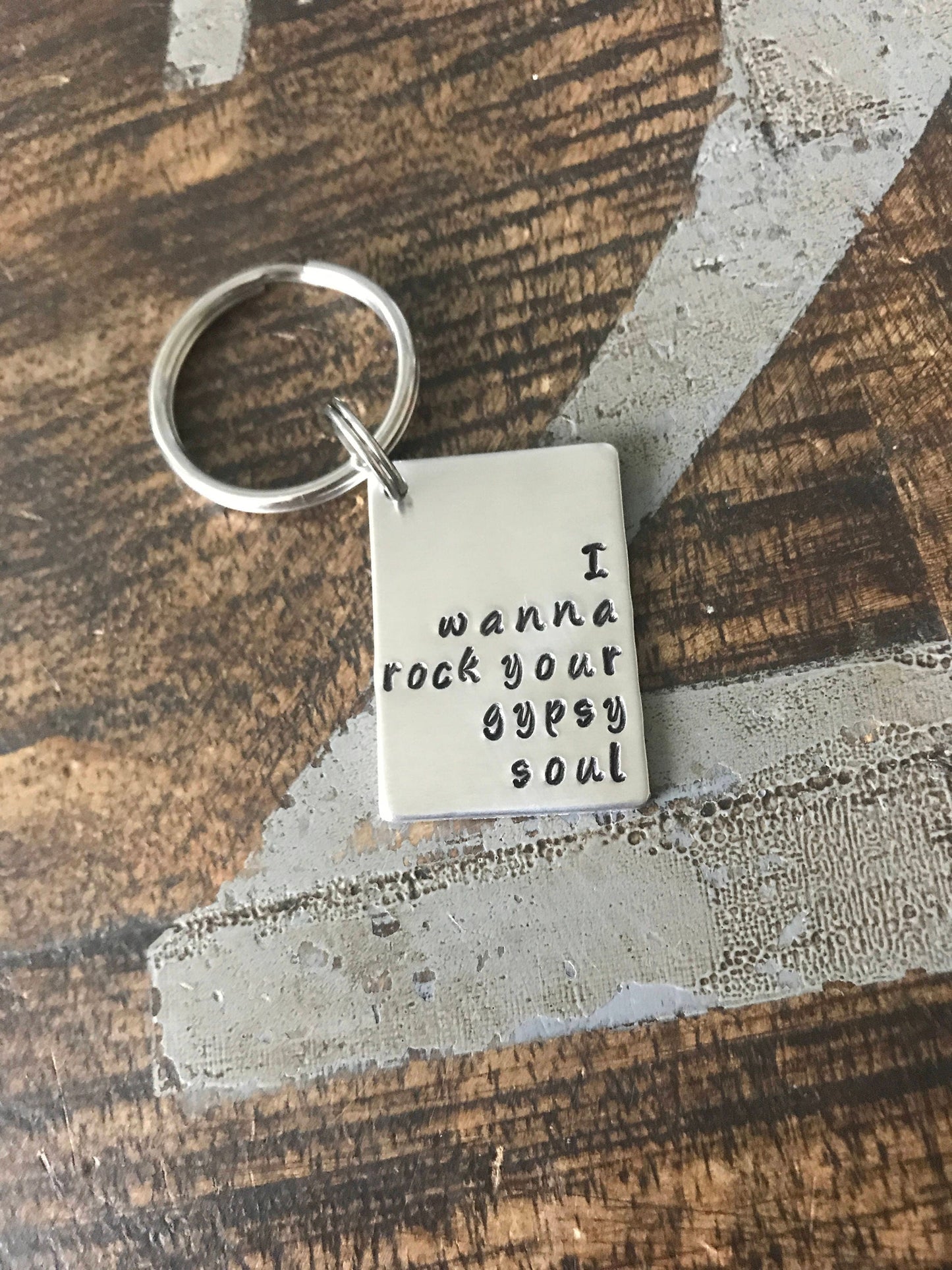 Stainless Steel Quote Keychain Special Message Keychain Handstamped Keychain Personalized Keychain Custom Keychain Rectangle Keychain Gift