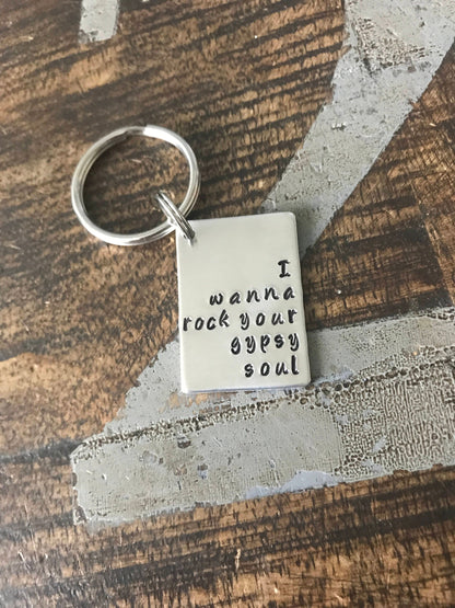 Stainless Steel Quote Keychain Special Message Keychain Handstamped Keychain Personalized Keychain Custom Keychain Rectangle Keychain Gift