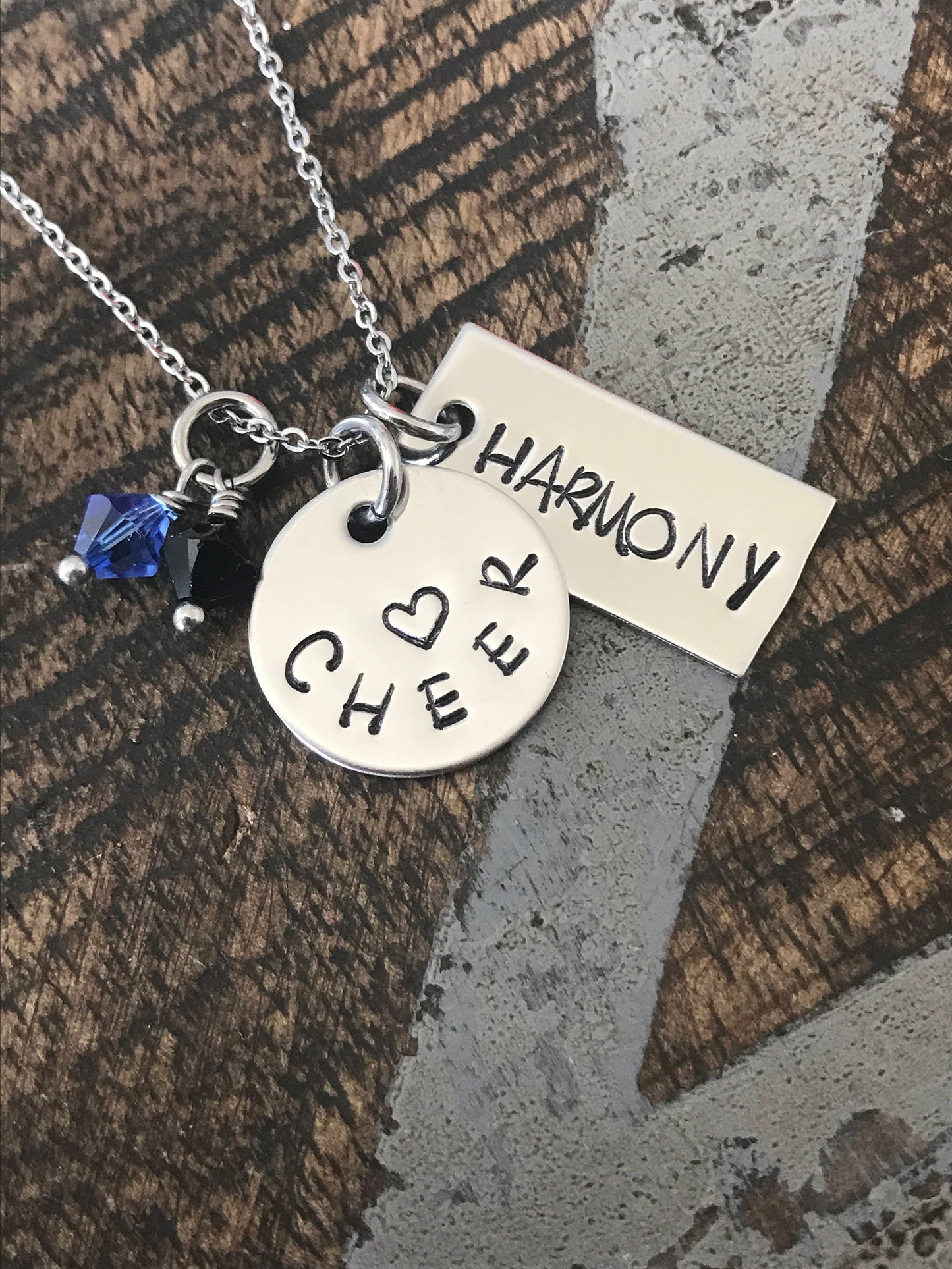 Cheer Necklace Cheerleader Necklace Gift for Cheerleader Handstamped Necklace Megaphone Necklace Handstamped Jewelry cheering necklace