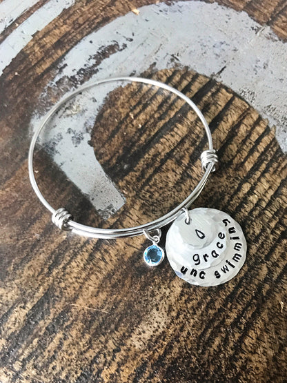 Water Bracelet Swimming Bracelet Swimming Expandable Bangle Swimmers Jewelry UNC Swimming Bracelet Swimming lover bracelet Sports Gift