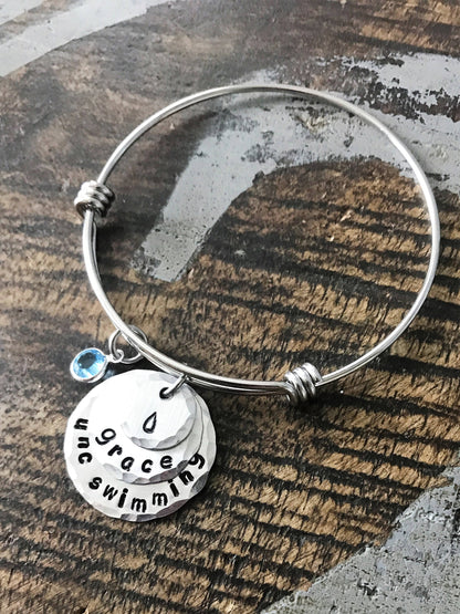 Water Bracelet Swimming Bracelet Swimming Expandable Bangle Swimmers Jewelry UNC Swimming Bracelet Swimming lover bracelet Sports Gift