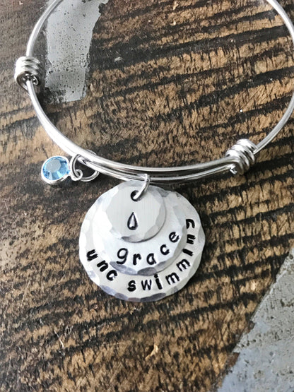 Water Bracelet Swimming Bracelet Swimming Expandable Bangle Swimmers Jewelry UNC Swimming Bracelet Swimming lover bracelet Sports Gift
