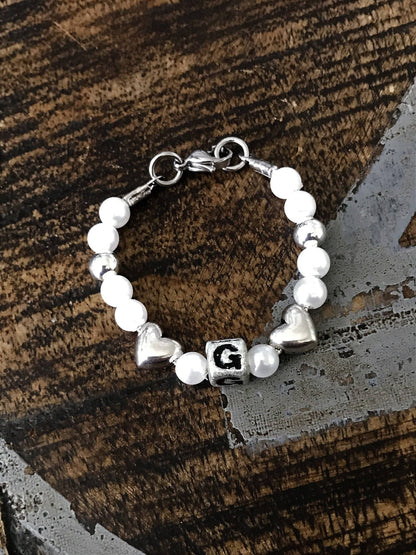Girls Initial Bracelet Personalized Flower Girl Bracelet Silver Toddler Jewelry Girls Name Bracelet Girls Gift Child Bracelet FREE USA SHIP