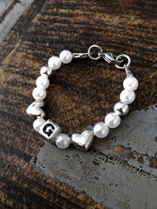 Girls Initial Bracelet Personalized Flower Girl Bracelet Silver Toddler Jewelry Girls Name Bracelet Girls Gift Child Bracelet FREE USA SHIP