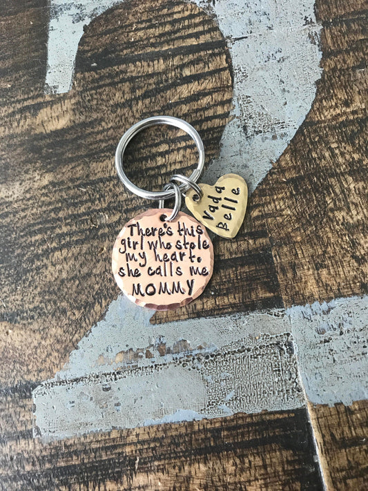 FREE SHIP USA Mom keychain, mothers day, mom gift Theres this girl who stole my heart she calls me Mom gift for mom dad gift, fathers day
