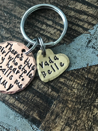 FREE SHIP USA Mom keychain, mothers day, mom gift Theres this girl who stole my heart she calls me Mom gift for mom dad gift, fathers day