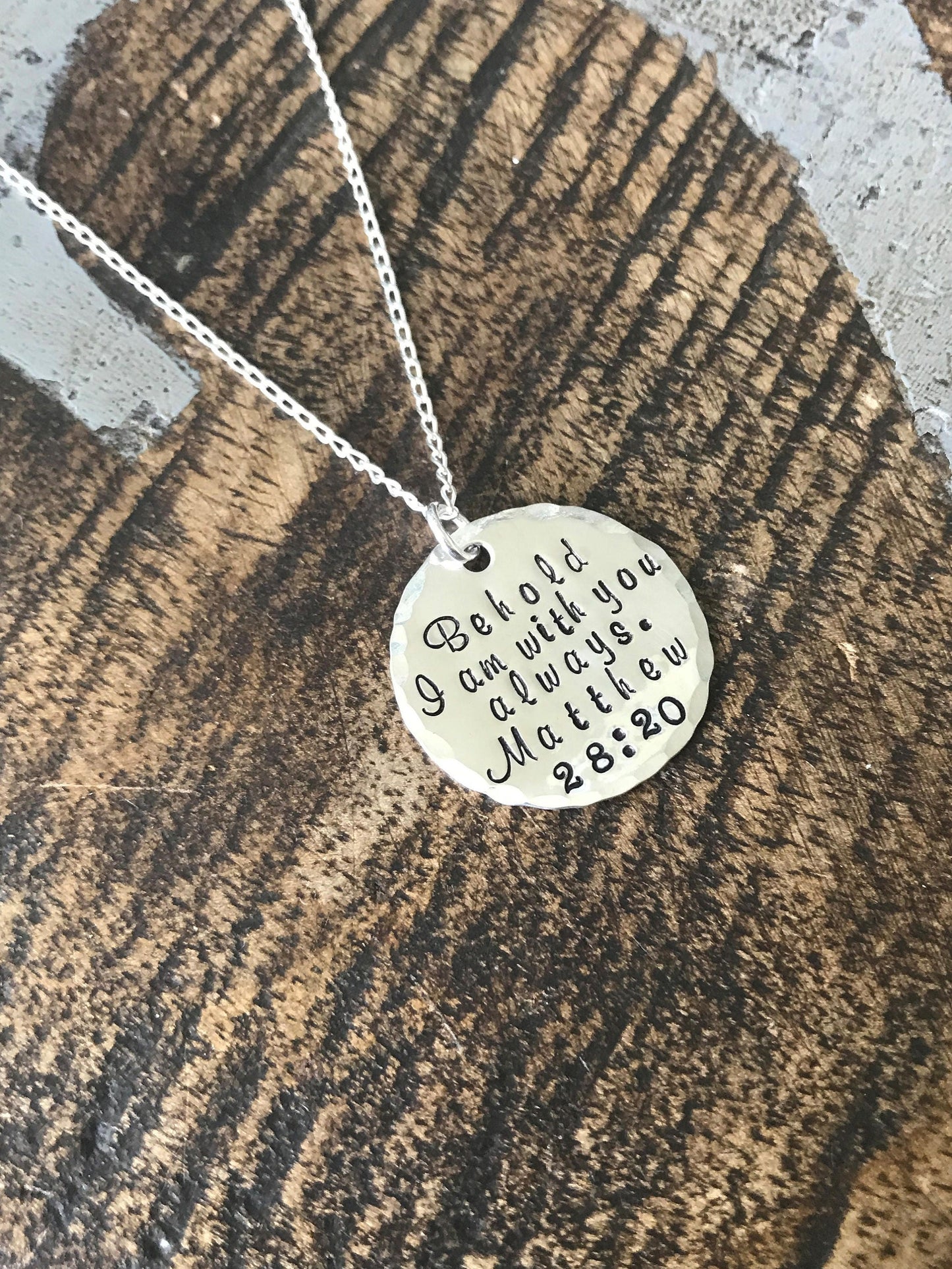 Matthew 28:20 Necklace - I Am With You Always Necklace - Religious Necklace Sterling Silver Necklace Christian Necklace Bible Verse Jewelry
