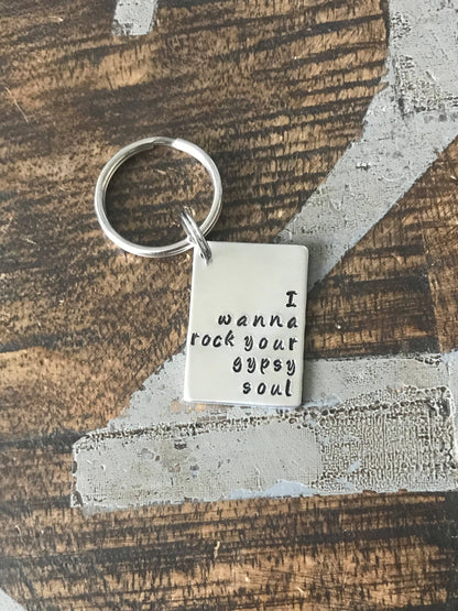 Stainless Steel Quote Keychain Special Message Keychain Handstamped Keychain Personalized Keychain Custom Keychain Rectangle Keychain Gift